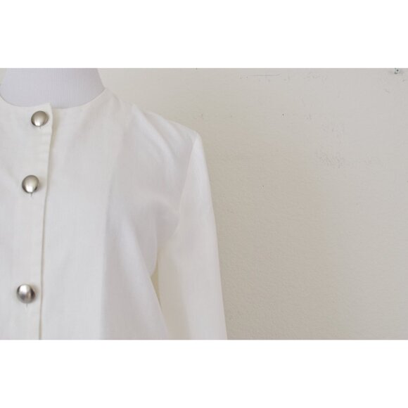 Vintage 90s White Long Sleeves‎ Crop Blouse by Anley Catol - Picture 10 of 10